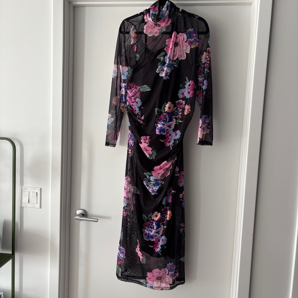 Motherhood Pregnancy Floral Mesh Dress